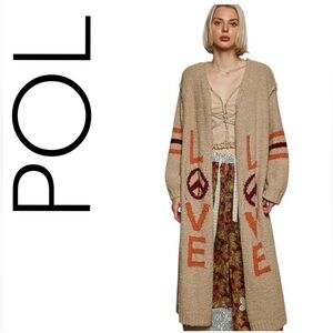 POL LONG CARDIGAN JACKET LARGE NWOT